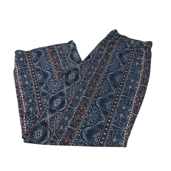 Kelly by Clinton Kelly Navy Blue Patterned Women's pull on Pants - Picture 1 of 5